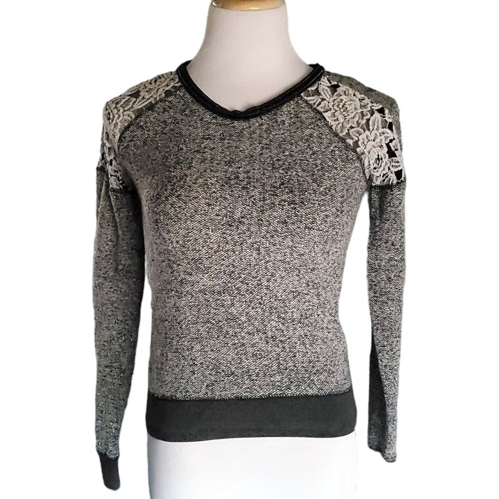 Miss Me Long Sleeve Lace Sequin Sweater Girls Size Medium